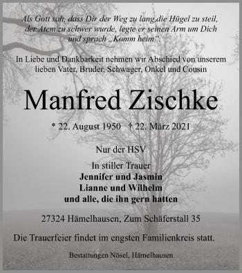 Traueranzeige von Manfred Zischke von SYK