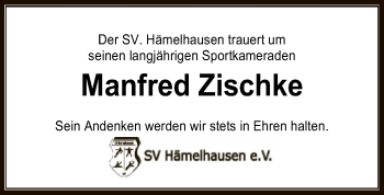 Traueranzeige von Manfred Zischke von SYK