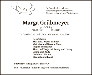 Traueranzeige von Marga Grübmeyer von SYK