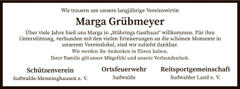 Traueranzeige von Marga Grübmeyer von SYK