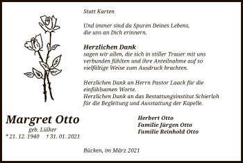 Traueranzeige von Margret Otto von SYK