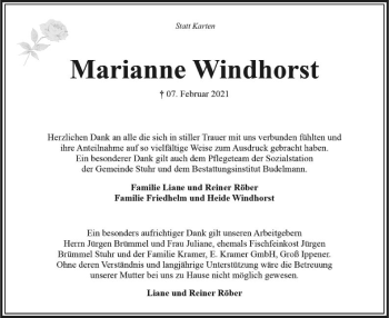 Traueranzeige von Marianne Windhorst von SYK