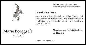 Traueranzeige von Marie Borggrefe von SYK