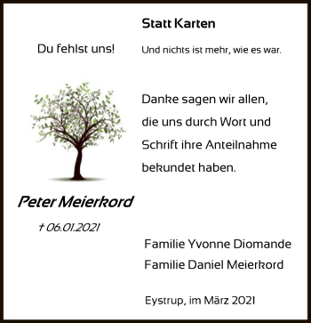 Traueranzeige von Peter Meierkord von SYK