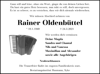 Traueranzeige von Rainer Oldenbüttel von SYK