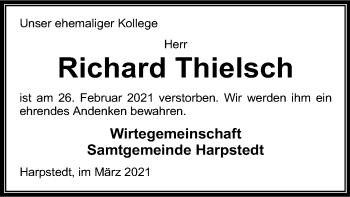 Traueranzeige von Richard Thielsch von SYK