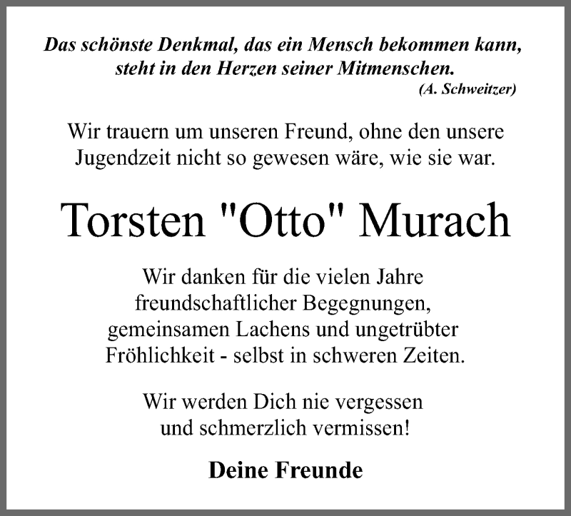 Traueranzeige für Torsten Murach vom 13.03.2021 aus SYK