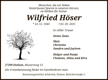 Traueranzeige von Wilfried Höser von SYK