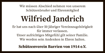 Traueranzeige von Wilfried Jandrich von SYK