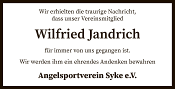 Traueranzeige von Wilfried Jandrich von SYK