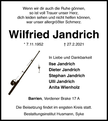 Traueranzeige von Wilfried Jandrich von SYK