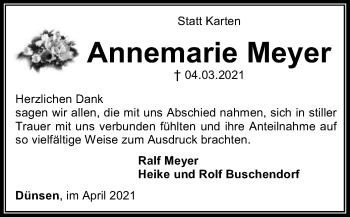 Traueranzeige von Annemarie Meyer von SYK