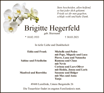 Traueranzeige von Brigitte Hegerfeld von SYK