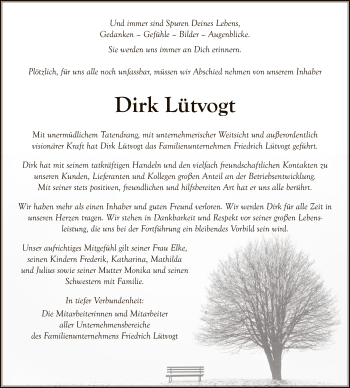 Traueranzeige von Dirk Lütvogt von SYK