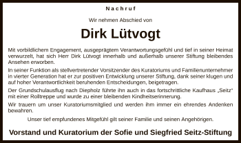 Traueranzeige von Dirk Lütvogt von SYK