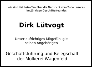 Traueranzeige von Dirk Lütvogt von SYK