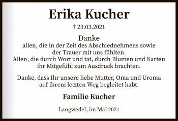 Traueranzeige von Erika Kucher von SYK