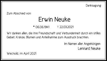 Traueranzeige von Erwin Neuke von SYK