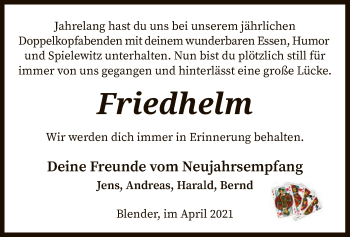 Traueranzeige von Friedhelm  von SYK