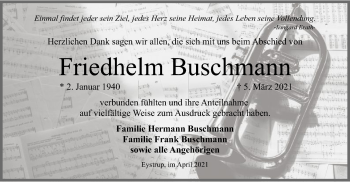 Traueranzeige von Friedhelm Buschmann von SYK