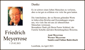 Traueranzeige von Friedrich Meyerrose von SYK