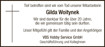 Traueranzeige von Gilda Woitynek von SYK