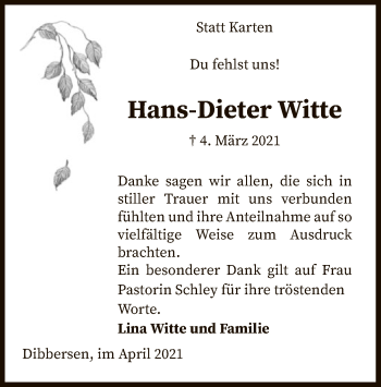 Traueranzeige von Hans-Dieter Witte von SYK