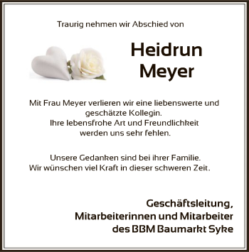 Traueranzeige von Heidrun Meyer von SYK