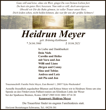 Traueranzeige von Heidrun Meyer von SYK