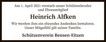 Traueranzeige von Heinrich Alfken von SYK