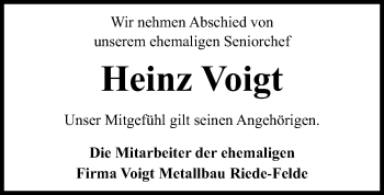 Traueranzeige von Heinz Voigt von SYK