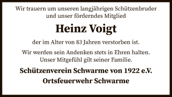 Traueranzeige von Heinz Voigt von SYK