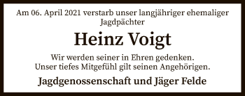 Traueranzeige von Heinz Voigt von SYK