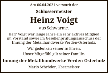 Traueranzeige von Heinz Voigt von SYK