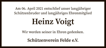 Traueranzeige von Heinz Voigt von SYK