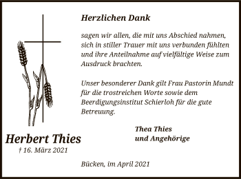 Traueranzeige von Herbert Thies von SYK