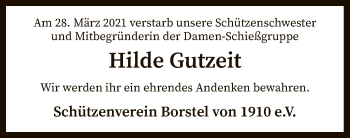 Traueranzeige von Hilde Gutzeit von SYK