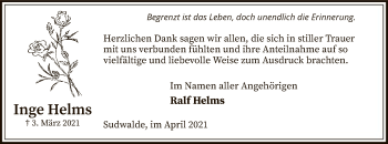 Traueranzeige von Inge Helms von SYK