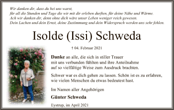 Traueranzeige von Isolde Schweda von SYK