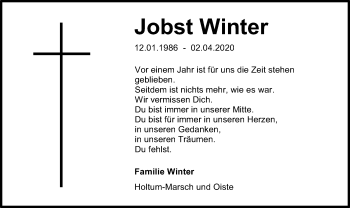 Traueranzeige von Jobst Winter von SYK