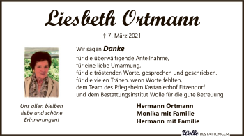 Traueranzeige von Liesbeth Ortmann von SYK