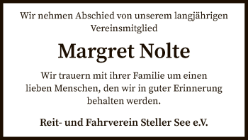 Traueranzeige von Margret Nolte von SYK