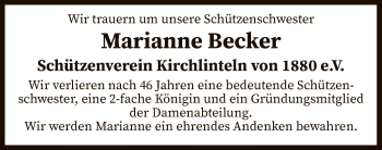 Traueranzeige von Marianne Becker von SYK