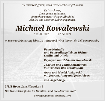 Traueranzeige von Michael Kowalewski von SYK