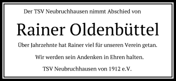 Traueranzeige von Rainer Oldenbüttel von SYK