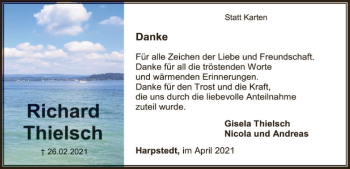 Traueranzeige von Richard Thielsch von SYK