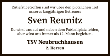 Traueranzeige von Sven Reunitz von SYK