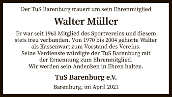 Traueranzeige von Walter Müller von SYK