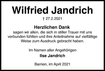 Traueranzeige von Wilfried Jandrich von SYK