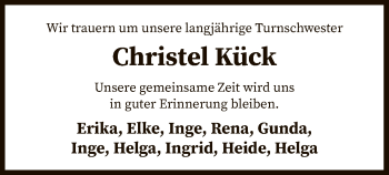 Traueranzeige von Christel Kück von SYK